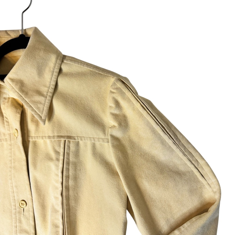 Vtg Sincerely Gidding Jenny Faux Suede Pintuck Shirt Dress Cream 70s Size S-M - Picture 6 of 12